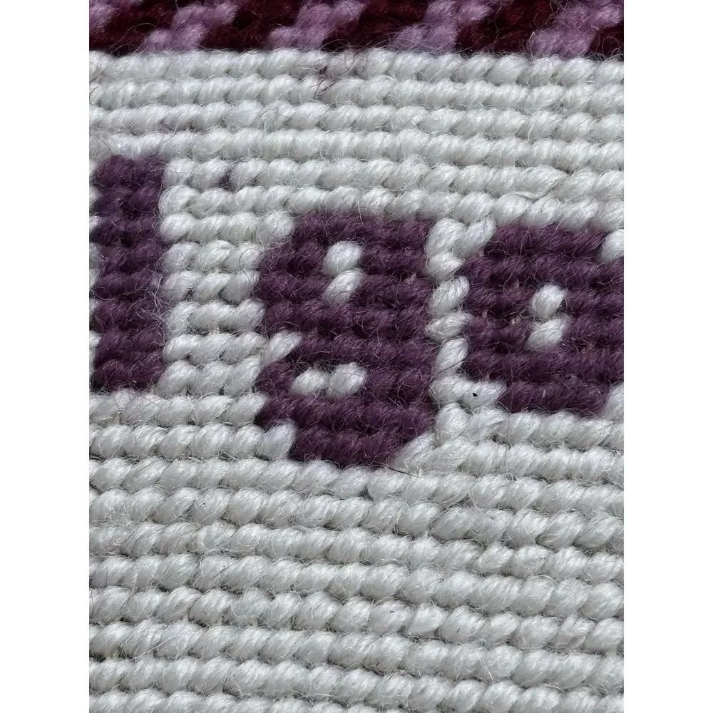Needlepoint Lumbar Pillow Pink and White Decorative Furbish